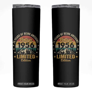 70th Birthday Skinny Tumbler Vintage 1956 Limited Edition Retro 70 Years Of Being Awesome Mountain TS11 Black Print Your Wear