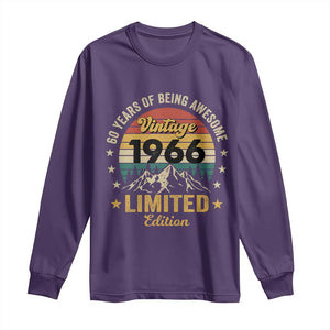 60th Birthday Long Sleeve Shirt Vintage 1966 Limited Edition Retro 60 Years Of Being Awesome Mountain TS11 Purple Print Your Wear