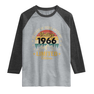 60th Birthday Raglan Shirt Vintage 1966 Limited Edition Retro 60 Years Of Being Awesome Mountain TS11 Heather Gray Heather Charcoal Print Your Wear
