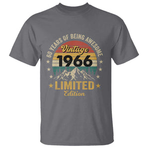 60th Birthday T Shirt Vintage 1966 Limited Edition Retro 60 Years Of Being Awesome Mountain TS11 Charcoal Print Your Wear