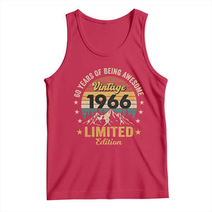 60th Birthday Tank Top Vintage 1966 Limited Edition Retro 60 Years Of Being Awesome Mountain TS11 Red Print Your Wear