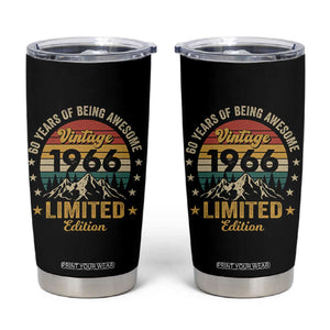60th Birthday Tumbler Cup Vintage 1966 Limited Edition Retro 60 Years Of Being Awesome Mountain TS11 Black Print Your Wear