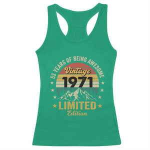55th Birthday Racerback Tank Top Vintage 1971 Limited Edition Retro 55 Years Of Being Awesome Mountain