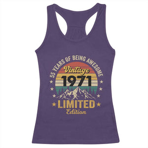 55th Birthday Racerback Tank Top Vintage 1971 Limited Edition Retro 55 Years Of Being Awesome Mountain