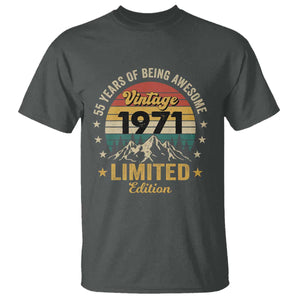 55th Birthday T Shirt Vintage 1971 Limited Edition Retro 55 Years Of Being Awesome Mountain TS11 Dark Heather Print Your Wear