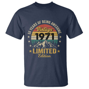 55th Birthday T Shirt Vintage 1971 Limited Edition Retro 55 Years Of Being Awesome Mountain TS11 Navy Print Your Wear