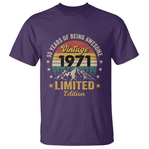 55th Birthday T Shirt Vintage 1971 Limited Edition Retro 55 Years Of Being Awesome Mountain TS11 Purple Print Your Wear