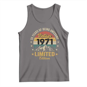 55th Birthday Tank Top Vintage 1971 Limited Edition Retro 55 Years Of Being Awesome Mountain TS11 Deep Heather Print Your Wear