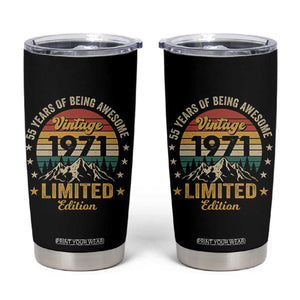 55th Birthday Tumbler Cup Vintage 1971 Limited Edition Retro 55 Years Of Being Awesome Mountain