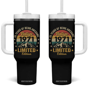 55th Birthday Tumbler With Handle Vintage 1971 Limited Edition Retro 55 Years Of Being Awesome Mountain TS11 One Size: 40 oz Black Print Your Wear