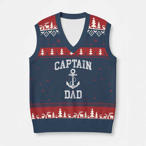 Captain Dad V-Neck Knit Sweater Vest Boat Pontoon Father Fishing Sailor TS11 Navy Red Print Your Wear