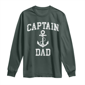 Captain Dad Long Sleeve Shirt Boat Pontoon Father Fishing Sailor TS11 Dark Forest Green Print Your Wear