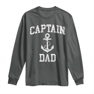 Captain Dad Long Sleeve Shirt Boat Pontoon Father Fishing Sailor TS11 Dark Heather Print Your Wear