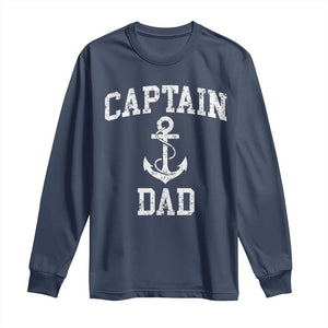 Captain Dad Long Sleeve Shirt Boat Pontoon Father Fishing Sailor TS11 Navy Print Your Wear