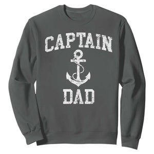 Captain Dad Sweatshirt Boat Pontoon Father Fishing Sailor TS11 Dark Heather Print Your Wear