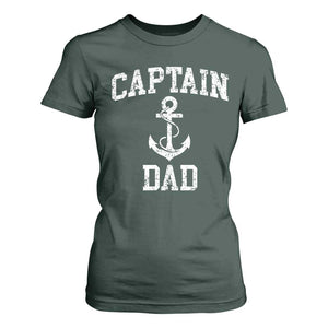 Captain Dad T Shirt For Women Boat Pontoon Father Fishing Sailor TS11 Dark Forest Green Print Your Wear
