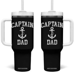Captain Dad Tumbler With Handle Boat Pontoon Father Fishing Sailor TS11 One Size: 40 oz Black Print Your Wear