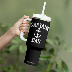 Captain Dad Tumbler With Handle Boat Pontoon Father Fishing Sailor TS11 Print Your Wear