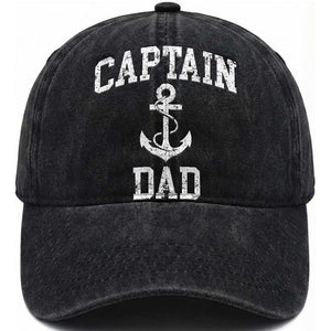 Captain Dad Washed Cotton Baseball Cap Boat Pontoon Father Fishing Sailor