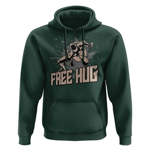 Funny Wrestling Hoodie Free Hug Vintage Wrestler TS11 Dark Forest Green Print Your Wear