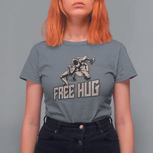 Funny Wrestling T Shirt For Women Free Hug Vintage Wrestler TS11 Charcoal Print Your Wear