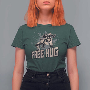 Funny Wrestling T Shirt For Women Free Hug Vintage Wrestler TS11 Dark Forest Green Print Your Wear