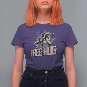 Funny Wrestling T Shirt For Women Free Hug Vintage Wrestler TS11 Purple Print Your Wear