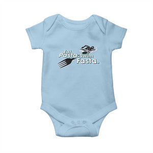 Funny Swimmer Baby Onesie Eat Pasta Swim Fasta Fork Swimming TS11 Light Blue Print Your Wear