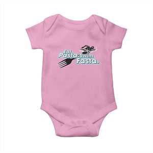 Funny Swimmer Baby Onesie Eat Pasta Swim Fasta Fork Swimming TS11 Light Pink Print Your Wear