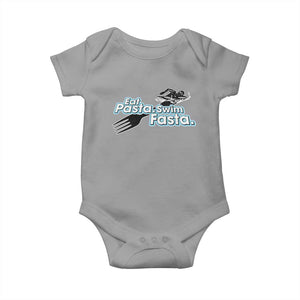 Funny Swimmer Baby Onesie Eat Pasta Swim Fasta Fork Swimming TS11 Sport Gray Print Your Wear