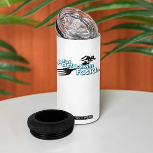 Funny Swimmer 4 in 1 Can Cooler Tumbler Eat Pasta Swim Fasta Fork Swimming TS11 Print Your Wear