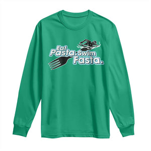 Funny Swimmer Long Sleeve Shirt Eat Pasta Swim Fasta Fork Swimming TS11 Irish Green Print Your Wear