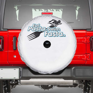 Funny Swimmer Spare Tire Cover Eat Pasta Swim Fasta Fork Swimming TS11 White Print Your Wear