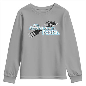 Funny Swimmer Youth Sweatshirt Eat Pasta Swim Fasta Fork Swimming TS11 Sport Gray Print Your Wear