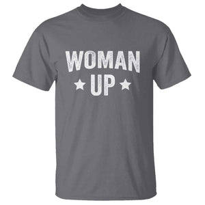 Woman Up T Shirt Fitness Gym Workout Feminist TS11 Charcoal Print Your Wear
