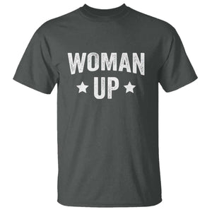 Woman Up T Shirt Fitness Gym Workout Feminist TS11 Dark Heather Print Your Wear