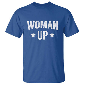 Woman Up T Shirt Fitness Gym Workout Feminist TS11 Royal Blue Print Your Wear