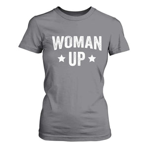 Woman Up T Shirt For Women Fitness Gym Workout Feminist TS11 Charcoal Print Your Wear