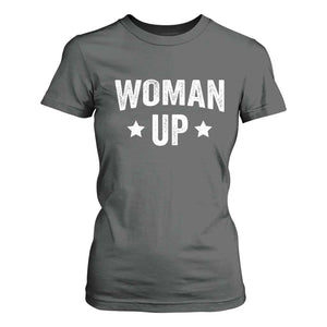 Woman Up T Shirt For Women Fitness Gym Workout Feminist TS11 Dark Heather Print Your Wear