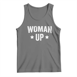 Woman Up Tank Top Fitness Gym Workout Feminist TS11 Black Heather Print Your Wear