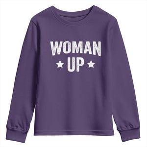 Woman Up Youth Sweatshirt Fitness Gym Workout Feminist TS11 Purple Print Your Wear