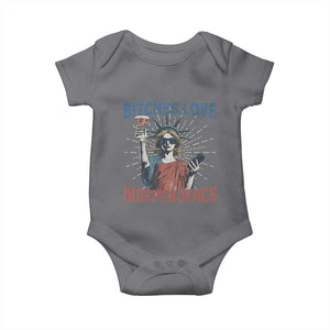 Funny Bitches Love Independence 4th Of July Baby Onesie Retro Statue Of Liberty TS11 Charcoal Print Your Wear