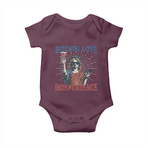 Funny Bitches Love Independence 4th Of July Baby Onesie Retro Statue Of Liberty TS11 Maroon Print Your Wear