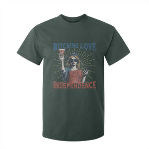Funny Bitches Love Independence 4th Of July T Shirt For Kid Retro Statue Of Liberty TS11 Dark Forest Green Print Your Wear