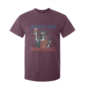 Funny Bitches Love Independence 4th Of July T Shirt For Kid Retro Statue Of Liberty TS11 Maroon Print Your Wear