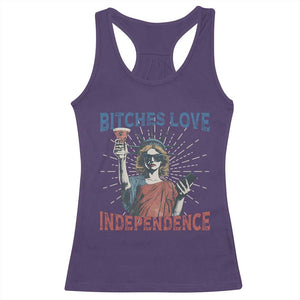 Funny Bitches Love Independence 4th Of July Racerback Tank Top Retro Statue Of Liberty TS11 Purple Print Your Wear