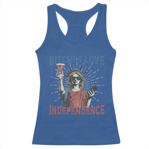 Funny Bitches Love Independence 4th Of July Racerback Tank Top Retro Statue Of Liberty TS11 Royal Blue Print Your Wear
