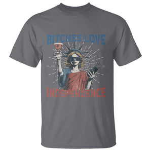 Funny Bitches Love Independence 4th Of July T Shirt Retro Statue Of Liberty TS11 Charcoal Print Your Wear
