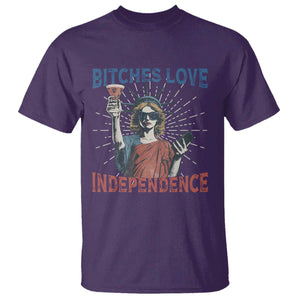 Funny Bitches Love Independence 4th Of July T Shirt Retro Statue Of Liberty TS11 Purple Print Your Wear