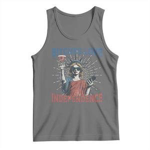 Funny Bitches Love Independence 4th Of July Tank Top Retro Statue Of Liberty TS11 Black Heather Print Your Wear